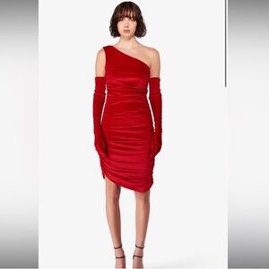 REVOLVE Miscreants London SJP One Shoulder Velvet Midi Dress